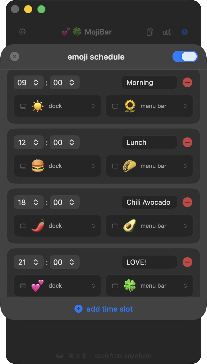MojiBar Scheduler Mode